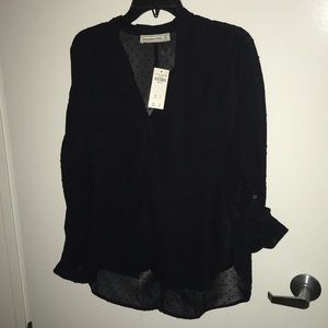Abercrombie & Fitch, M, black, sheer top.